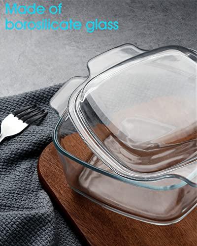 NUTRIUPS 1L Glass Casserole Dish for Oven with Lid Square Casserole Dish with Lid, Mini Glass Casserole Cookware Small Casserole Dish - CookCave