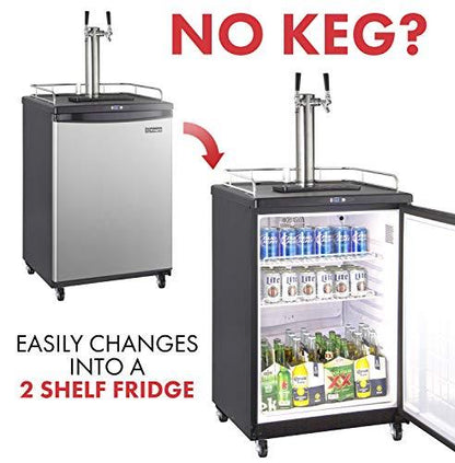 Kegco Keg Dispenser, Two Faucet, Stainless Steel - CookCave