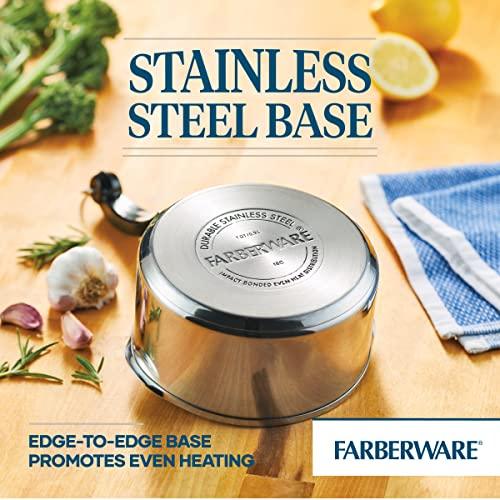 Farberware Classic Stainless Steel 1-Quart Covered Straining Saucepan, Silver - CookCave