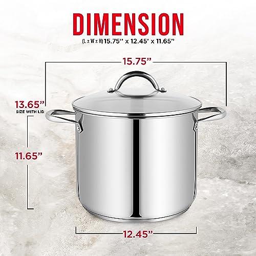 Bakken-Swiss Deluxe 20-Quart Stainless Steel Stockpot w/Tempered Glass See-Through Lid - Simmering Delicious Soups Stews & Induction Cooking - Exceptional Heat Distribution - Heavy-Duty & Food-Grade - CookCave