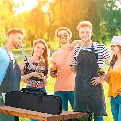 BBQ Tools Grill Tools Set, Stainless Grill Kit Grilling Set - Heavy Duty Premium BBQ Accessories with Portable Bag, with Spatula, Fork, Brush & BBQ Tongs- Perfect Grill Gifts for Men - CookCave