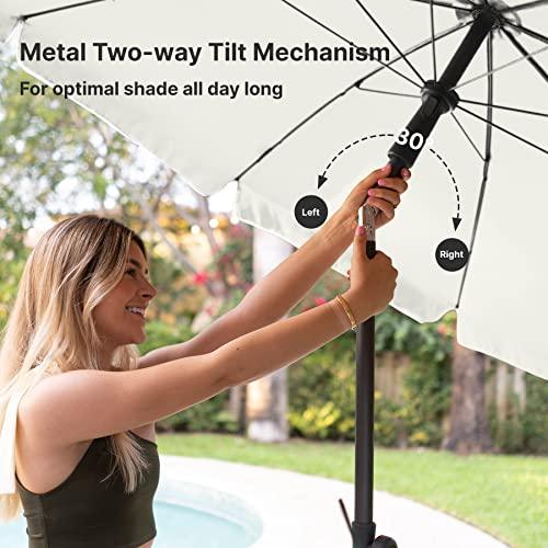 AMMSUN Patio Umbrella Market Table Umbrella 6.5 ft Tilt Steel Pole UPF50+ Protection, Great for Outdoor Garden Backyard, Elegant White - CookCave