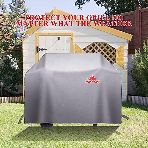 Chooone 58 Inch Grill Cover, Heavy Duty Waterproof Barbecue Gas Grill Cover, Windproof, UV and Fade Resistant, 600D BBQ Grill Cover for Weber Brinkman Char-Broil and More, Grey Cover - CookCave