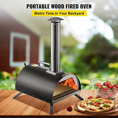 VEVOR Wood Fired Oven for Outside 12", Stainless Steel Portable Pizza Oven, Wood Pellet Burning Pizza Maker Ovens with Accessories for Outdoor Cooking. (Arched) - CookCave