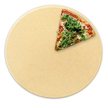 Navaris XL Pizza Stone for Baking - Cordierite Pizza Stone Plate for BBQ Grill Oven - Cook Serve Pizza, Bread - Incl. Recipe Book - Round, 12" x 0.6" - CookCave