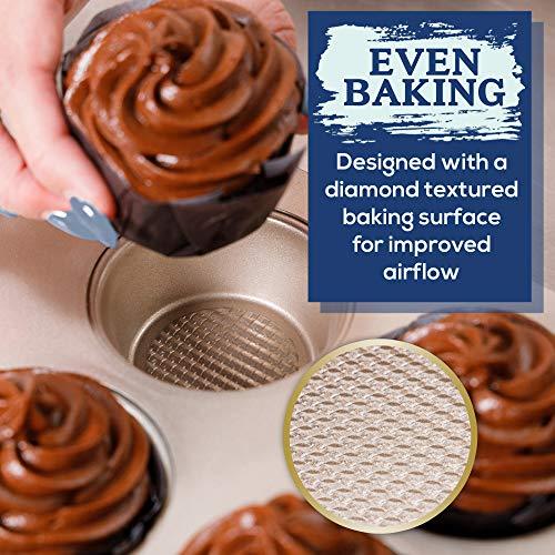 Ultra Cuisine 12-Cup Muffin Pan - Cupcake Tins 12 - Nonstick For Easy Release - Durable And Warp-Resistant - Superior Baking Performance - Muffin Pan No Rust - Aesthetic Baking Experience - Muffin Tin - CookCave