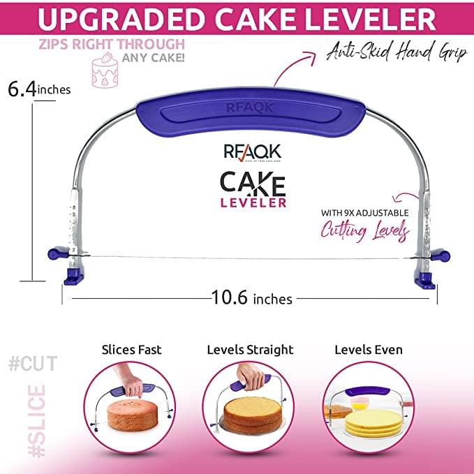 RFAQK 35PCs Cake Turntable and Leveler-Rotating Cake Stand with Non Slip pad-7 Icing Tips and 20 Bags- Straight & Offset Spatula-3 Scraper Set -EBook-Cake Decorating Supplies Kit -Baking Tools - CookCave