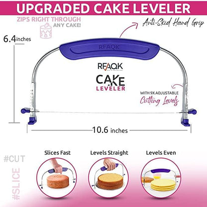 RFAQK 35PCs Cake Turntable and Leveler-Rotating Cake Stand with Non Slip pad-7 Icing Tips and 20 Bags- Straight & Offset Spatula-3 Scraper Set -EBook-Cake Decorating Supplies Kit -Baking Tools - CookCave