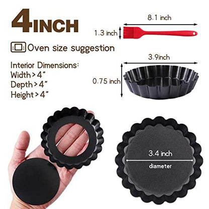 4Inch Mini Tart Pan Set of 8,Non-Stick Carbon Steel Quiche Pan,Mini Tart Pans Set with Removable Bottom,Pie Tart Pans with Fluted Sides,Egg Tart Mold Reusable for Oven Baking,Dessert DIY (4 Inch 8pcs) - CookCave