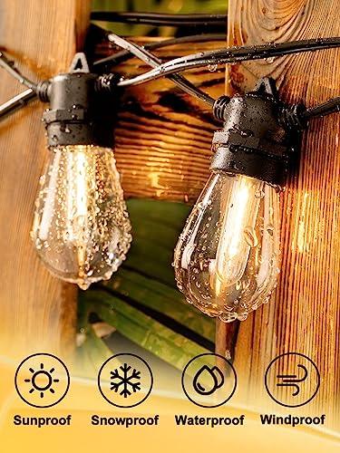 addlon 100FT(2-Pack*50FT) LED Outdoor String Lights with 30 Edison Vintage Shatterproof Bulbs, Commercial Grade Patio Lights, IP65 Waterproof for Balcony, Backyard and Garden, Warm White - CookCave