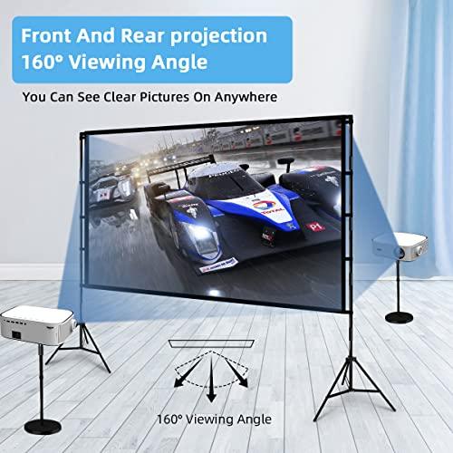 Projector Screen with Stand,Towond 100 inch Outdoor Projector Screen Portable Indoor Projection Screen 16:9 4K Rear Front Movie Screen with Carry Bag for Home Backyard Theater - CookCave