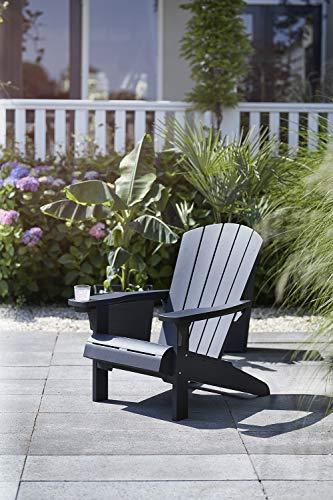 Keter Alpine Adirondack Resin Outdoor Furniture Patio Chairs with Cup Holder-Perfect for Beach, Pool, and Fire Pit Seating, Grey - CookCave