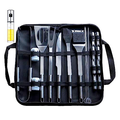 Complete BBQ Utensils 22 Pcs Set BBQ Tools Set Stainless Steel Grilling Kit with Fork, Tongs, Knife, and Spatula, Stainless Steel Grill Tools Set for Outdoor Camping Barbecue, Father’s Day, Birthday - CookCave