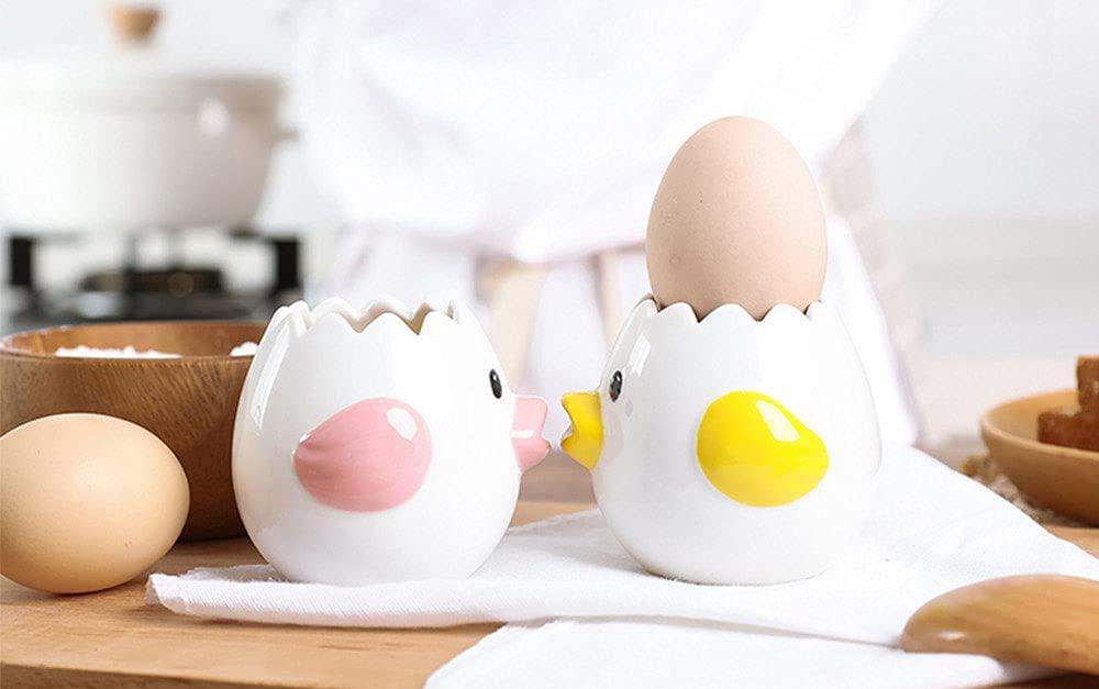 LuoCoCo Cute Egg Separator, Ceramics Vomiting Chicken Egg Yolk White Separator, Practical Household Small Egg Filter Splitter, Kitchen Gadget Baking Assistant Tool, Dishwasher Safe (Yellow) - CookCave