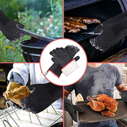 Rayocon BBQ Grill Gloves 932°F Heat Resistance Barbecue Grilling Gloves Smoker Kitchen Oven Mitts Cooking Gloves for Turkey Fryer/Smoking/Baking/Welding/Frying(14 INCH) - CookCave