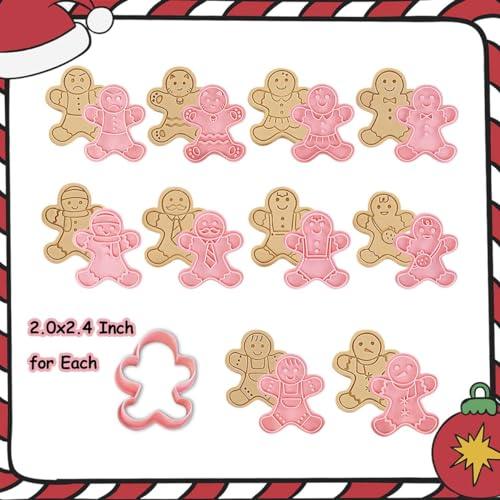 10 Piece Christmas Cookie Cutters, 3d Raised Design Gingerbread Cookie Stamps, Cookie Cutter Set suitable for Frosting Decoration, Mini Pie Molds, Apple Pie Pastry Biscuit Cutter (Gingerbread Man) - CookCave