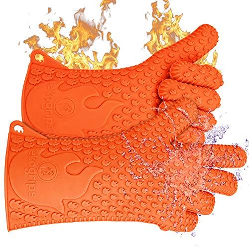 Jolly Green Products Ekogrips Premium Grilling Gloves Heat Resistant BBQ Gloves for Indoor and Outdoor Cooking, Meat Handling Gloves, Kitchen Oven Gloves with Fingers, Silicone Oven Mitts - CookCave