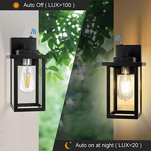 WIHTU Outdoor Porch Lights Fixtures Wall Mount, Dusk to Dawn Outdoor Lighting Fixtures for House, Sensor Exterior Wall Lights, Waterproof Sconce Outside Lamp, Anti Rust Wall Lantern for Garage - CookCave