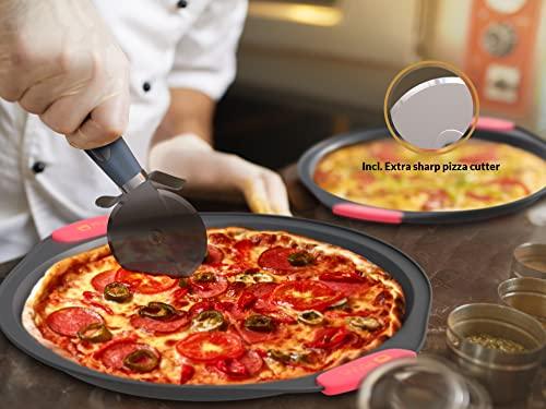 Bella Cooks Pizza Pan for Oven (Set of 2 Pizza Pans) 15″ Pizza Pan with Holes - Non-Stick & Dishwasher Safe - Pizza Tray for Oven - Incl. Pizza Cu - CookCave