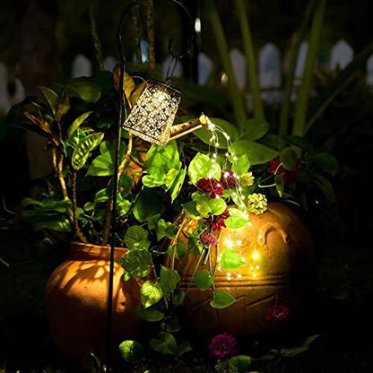 Solar Garden Watering Can Lights,Solar Waterfall Lights with Cascading Lights Waterproof Charging Board,Garden Decor for Outside,Outdoor Solar Light String Fairy LED Hanging Lantern for Yard Decor SY - CookCave