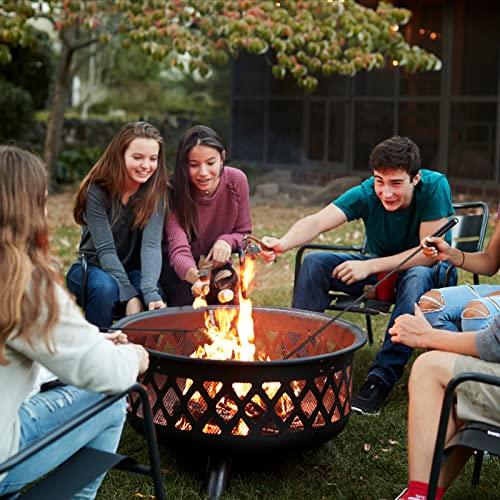 Fire Pit Poker for Fireplace Outdoor - IRIIJANE 32'' Wrought Iron Firepit Poker Stoker Stick for Camping Campfire Black - CookCave