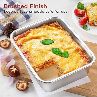 Onader 10x13 Inch Deep Lasagna Baking Pans Set of 2 Stainless Steel Rectangle Cake Pan - CookCave