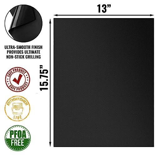 Grill Mat -Heavy Duty Grill Mats Non Stick, BBQ Outdoor Grill & Baking Mats - Reusable, Easy to Clean Barbecue Grilling Accessories - Work on Gas Charcoal Electric - CookCave