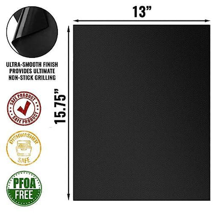 Grill Mat -Heavy Duty Grill Mats Non Stick, BBQ Outdoor Grill & Baking Mats - Reusable, Easy to Clean Barbecue Grilling Accessories - Work on Gas Charcoal Electric - CookCave