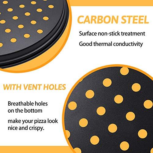 HomeMall 3 Pcs Pizza Crisper Trays, Pizza Pan with Holes for Oven, Non-Stick Perforated Pizza Baking Set for Home Restaurant Hotel Use, 9.6 Inch /11 Inch/12.6 Inch - CookCave