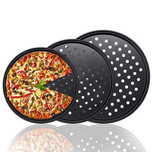 HomeMall 3 Pcs Pizza Crisper Trays, Pizza Pan with Holes for Oven, Non-Stick Perforated Pizza Baking Set for Home Restaurant Hotel Use, 9.6 Inch /11 Inch/12.6 Inch - CookCave