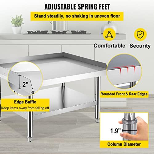 VEVOR Stainless Steel Equipment Grill Stand, 36 x 30 x 24 Inches Stainless Table, Grill Stand Table with Adjustable Storage Undershelf, Equipment Stand Grill Table for Hotel, Home, Restaurant Kitchen - CookCave