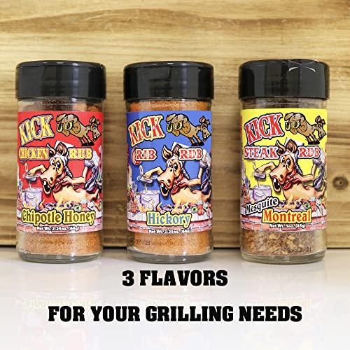 Kick Butt Spice Rub Gift Set Seasoning Spice Salt Set - Gourmet Seasoning Rub (7 oz) - Use on Ribs Chicken Streak (Gift Set) - CookCave