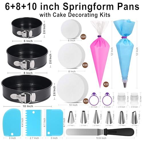 Hikolvol 103Pcs Springform Pans Set, Nonstick Leakproof Round Cake Pans Sets Include 6/8/10 Inch Cheesecake Pan with Removable Bottom and Cake Decorating Kit Supplies, Spring Form Pans for Baking - CookCave