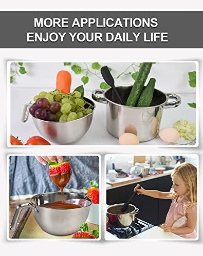 Marsheepy Double Boiler Pot Set,1250ML/1.1QT Mixing Bowl for Chocolate Melting, 2200ML/ 2QT 304 Stainless Steel Pot With Silicone Spatula for Melting Chocolate, Candy, Candle, Soap, Wax - CookCave