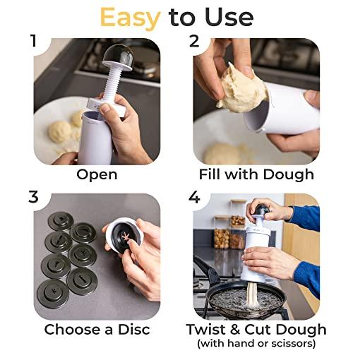 Churrera Churro Maker Machine - Free Recipe eBook Included - 8 Interchangeable Discs - Churros Maker Machine - Cookie Machine - CookCave