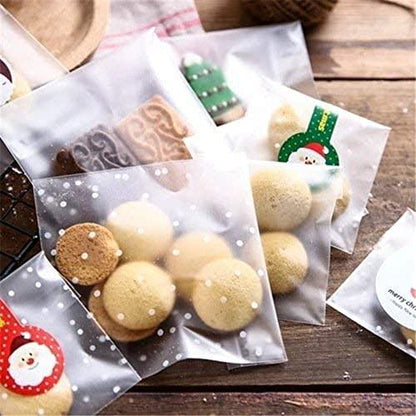 Patty Both 100 PCS Cute Transparent OPP Self Adhesive Cookie Bakery Candy Biscuit Roasting Treat Gift DIY Plastic Bag (Dot) - CookCave
