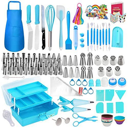 Makmeng Cake Decorating Tools Supplies Kit - 368Pcs Baking Supplies with Storage Case for Beginners - Icing Piping Bags and Tips Set For Cookies, Cupcake & Cake Frosting Fondant Decorating - CookCave