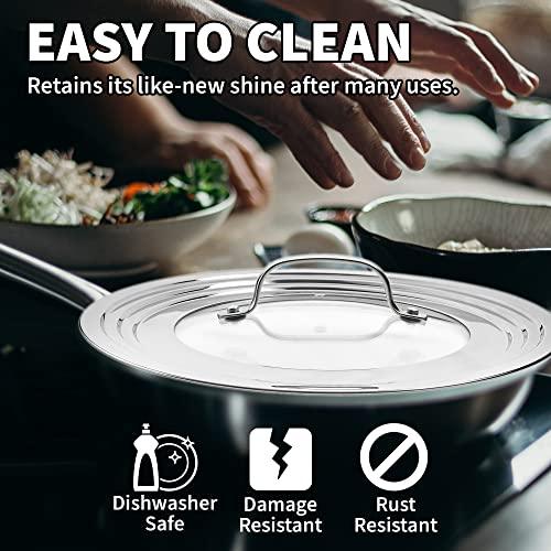 Sterline Small Universal Lid,Fits 5,8 Inch Cookware,Tempered Glass Top with Steam Vent for Pots, Pan, and Cast Iron Skillets,Stainless Steel Replacement Pot Lid for Kitchen Organizing, Space Saving - CookCave