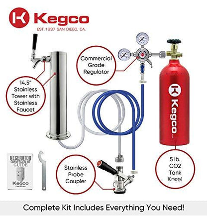 Kegco Kegerator, Single Tap, Stainless Steel - CookCave