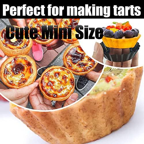 DATANYA 12Pack Mini Tart Pans Removable Botttom 3 Inch Egg Tart Molds, Round Nonstick Carbon Steel Fluted Quiche Tart Pan for Pies, Quiches, Tartlets, Tart Shells, Cupcakes, Dessert Baking - CookCave