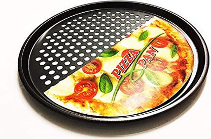 Pizza Pan with holes -Nonstick Carbon Steel Pizza Pan, Pizza pans，Pizza Tray Bakeware Perforated Round For Home Kitchen - PROFESSIONAL CLASS 32.5CM Diameter 12 3/4" INCHES with Fast Crisp Technology - CookCave