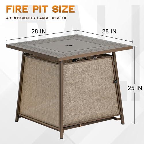 BALI OUTDOORS FirePit Propane Gas Fire Pit Table, 28Inch Square Fire Table 50,000BTU with Cover Lid & Blue Fire Glass for Outside Backyard Deck Patio - CookCave