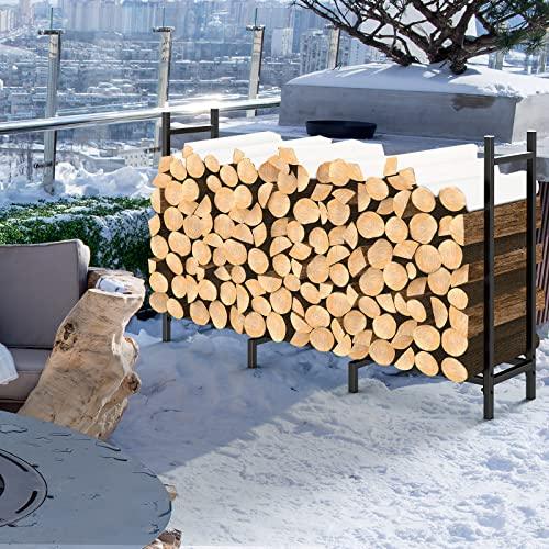 NANANARDOSO 4ft Firewood Rack Outdoor Fire wood Holder for Fireplace Wood Storage, Bottom Widening, Heavy Duty Fire Log Stacker Stand for Indoor Fireplace Metal Lumber Storage Carrier Organizer - CookCave