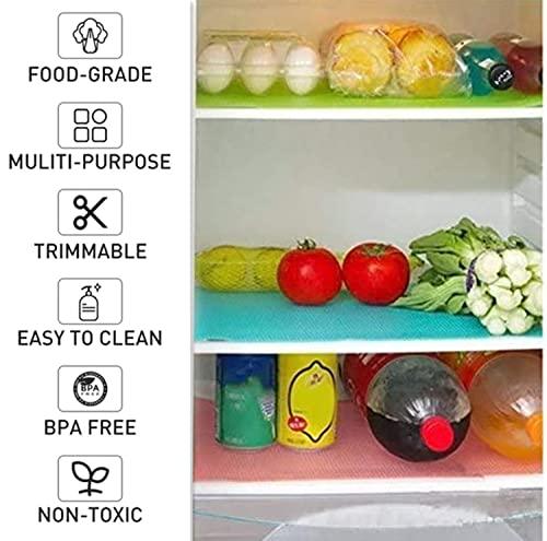 Aiosscd 7 PCS Shelf Mats Antifouling Refrigerator Liners Washable Refrigerator Pads Fridge Mats Drawer Placemats Home Kitchen Gadgets Accessories Organization for Top Freezer(2green+2pink+3blue) - CookCave