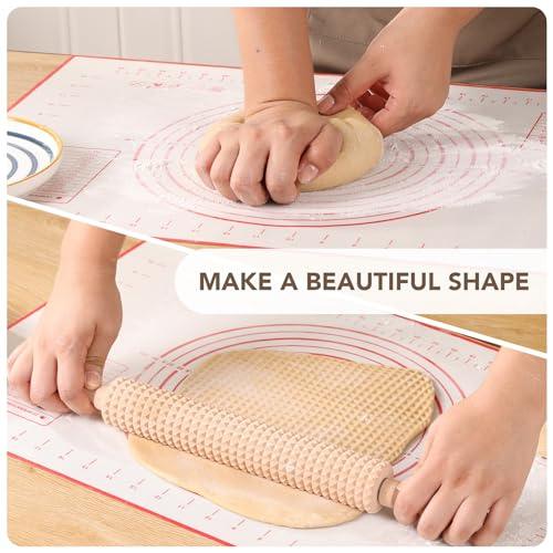 Deep Notched Rolling Pin Wooden Crispbread knobbly fluted rolling pin for Home Professional Use Wood Swedish Thin Bread Grooved Rolling Pin Prepare Delicious Soft Flatbreads and Crackers - CookCave