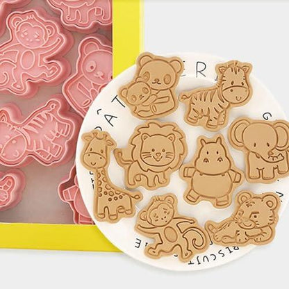 8Pcs Animal Cookie Cutters With Plunger Stamps Set, 3D Animal Shape Cookie Cutters Embossing Cutter for Biscuit Fondant Cheese Baking Molds - CookCave