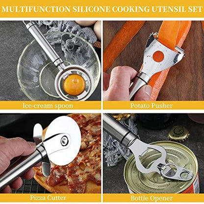 35 PCS Silicone kitchen Utensils set,Cooking Utensils set,Utensils,Kitchen Tool Set,Baking Set, Kitchen Set, Kitchen Gadgets,Kitchen Tools and Cookware Set with Holder.Stainless Steel - CookCave