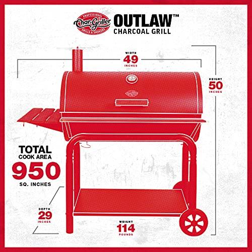 Char-Griller 2137 Outlaw Charcoal Grill, 950 Square Inch, Black - CookCave