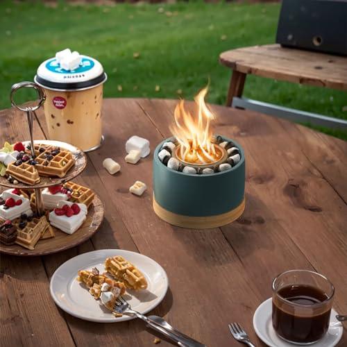 Urvoix Tabletop Fire Pit, Concrete Table Top FirePit Bowl for Indoor Outdoor Use, Small Portable Tabletop Fireplace Long Time Burning Smokeless for Home Patio Balcony Decor - CookCave