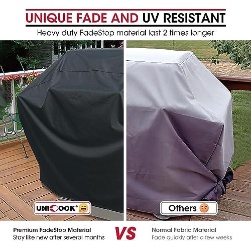 Unicook Heavy Duty Waterproof Barbecue Gas Grill Cover, 65-inch BBQ Cover, Special Fade and UV Resistant Material, Durable and Convenient, Fits Grills of Weber Char-Broil Nexgrill Brinkmann and More - CookCave